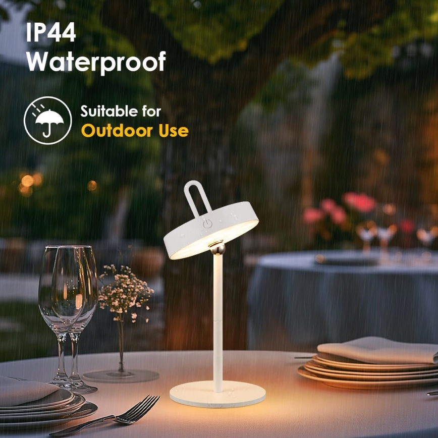Lâmpada de mesa LED tátil recarregável regulável para exterior GENTLE LED/1,5W/3,7V 3000 mAh IP44 branca
