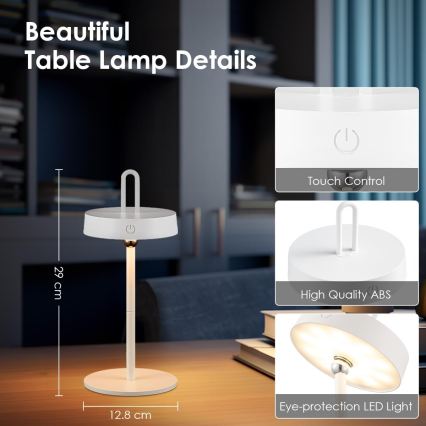 Lâmpada de mesa LED tátil recarregável regulável para exterior GENTLE LED/1,5W/3,7V 3000 mAh IP44 branca