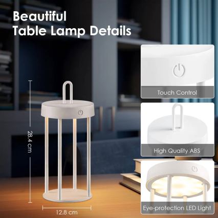 Candeeiro de mesa tátil recarregável LED regulável para exterior GENTLE LED/1,5W/3,7V 3000 mAh IP44 branco