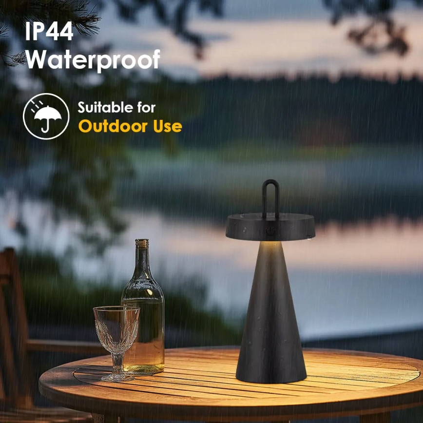 LED Lâmpada de mesa tátil recarregável e regulável para exterior HALO LED/1,5W/3,7V 3000 mAh IP44 preta