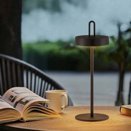 Candeeiro de mesa táctil recarregável LED regulável para exteriores SHINE LED/1,5W/3,7V 3000 mAh IP44 preto