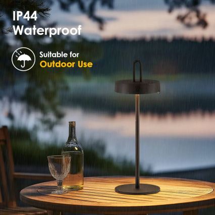 Candeeiro de mesa táctil recarregável LED regulável para exteriores SHINE LED/1,5W/3,7V 3000 mAh IP44 preto