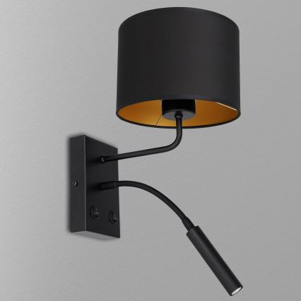 Luminária de parede ARDEN 1xE27/60W/230V + 1xG9/8W preta/dourada