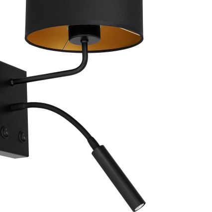 Luminária de parede ARDEN 1xE27/60W/230V + 1xG9/8W preta/dourada