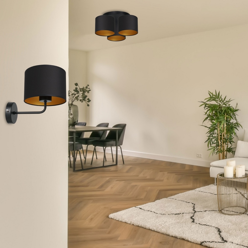 Luminária de parede ARDEN 1xE27/60W/230V preta/dourada