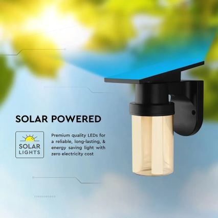 Aplique de parede solar LED 3,7 V 2700/3200/5000 K IP54 1800 mAh preto/bege fumê + controlo remoto