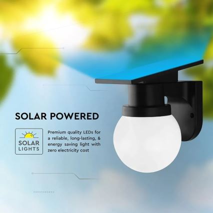 Arandela solar LED/3,7V 3000/4000/6400K IP54 1800 mAh preta + comando remoto