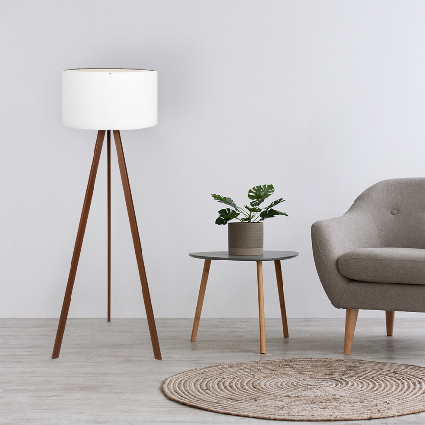 Candeeiro de pé AYD 1xE27/60W/230V branco/castanho