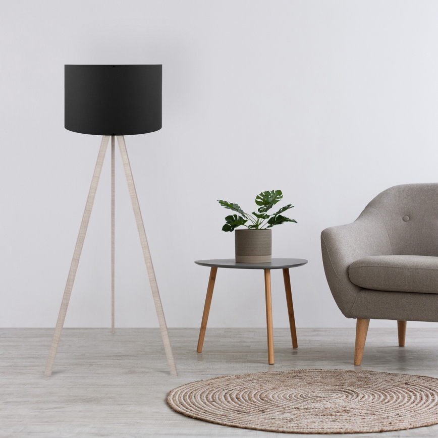 Candeeiro de pé AYD 1xE27/60W/230V preto/bege