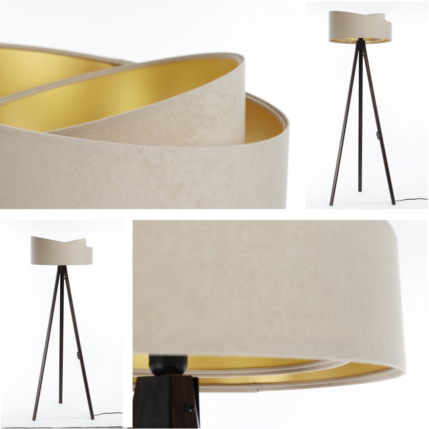 Candeeiro de pé GALAXY 1xE27/60W/230V bege/wengue