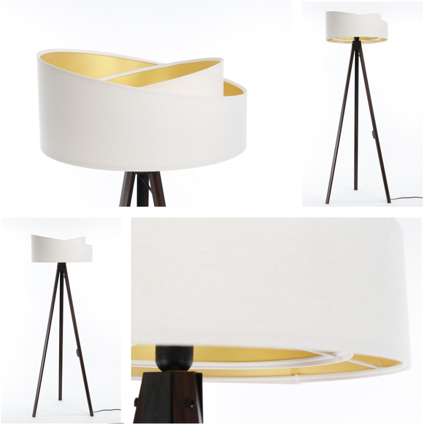 Candeeiro de pé GALAXY 1xE27/60W/230V branco/wengué