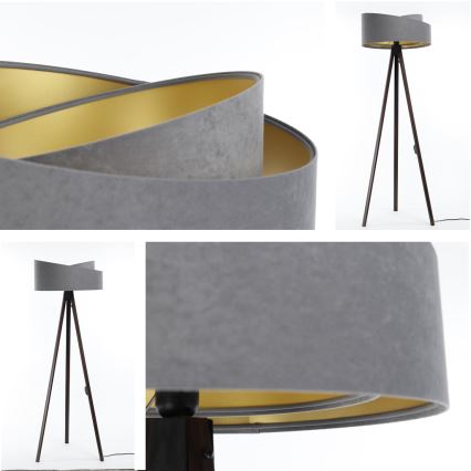 Candeeiro de pé GALAXY 1xE27/60W/230V cinza/wengué