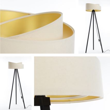 Candeeiro de pé GALAXY 1xE27/60W/230V creme/wengué