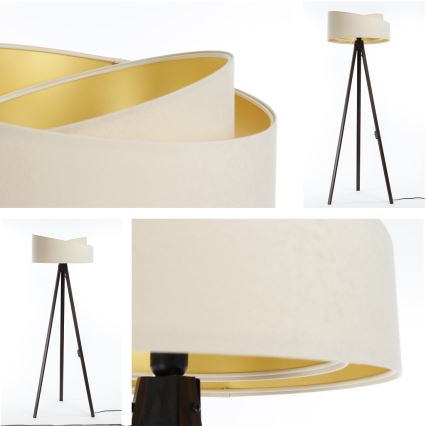 Candeeiro de pé GALAXY 1xE27/60W/230V creme/wengué