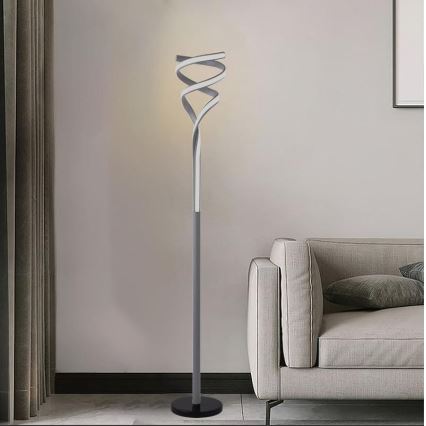 Lâmpada de pé LED regulável LED/50W/230V 3000-6500K cinza + controlo remoto