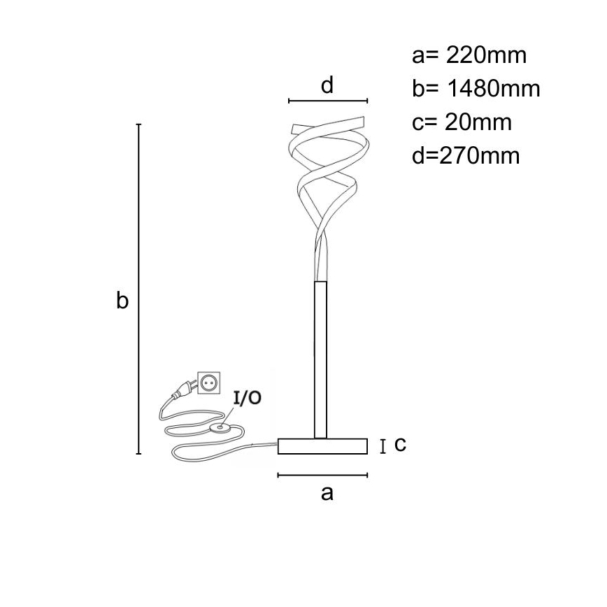 Lâmpada de pé LED regulável LED/50W/230V 3000-6500K cinza + controlo remoto