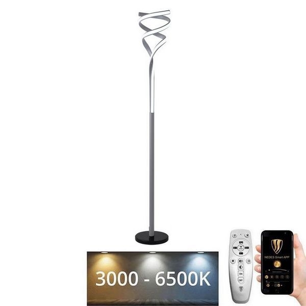 Lâmpada de pé LED regulável LED/50W/230V 3000-6500K cinza + controlo remoto