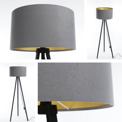 Candeeiro de pé STANDART 1xE27/60W/230V cinza/wengué