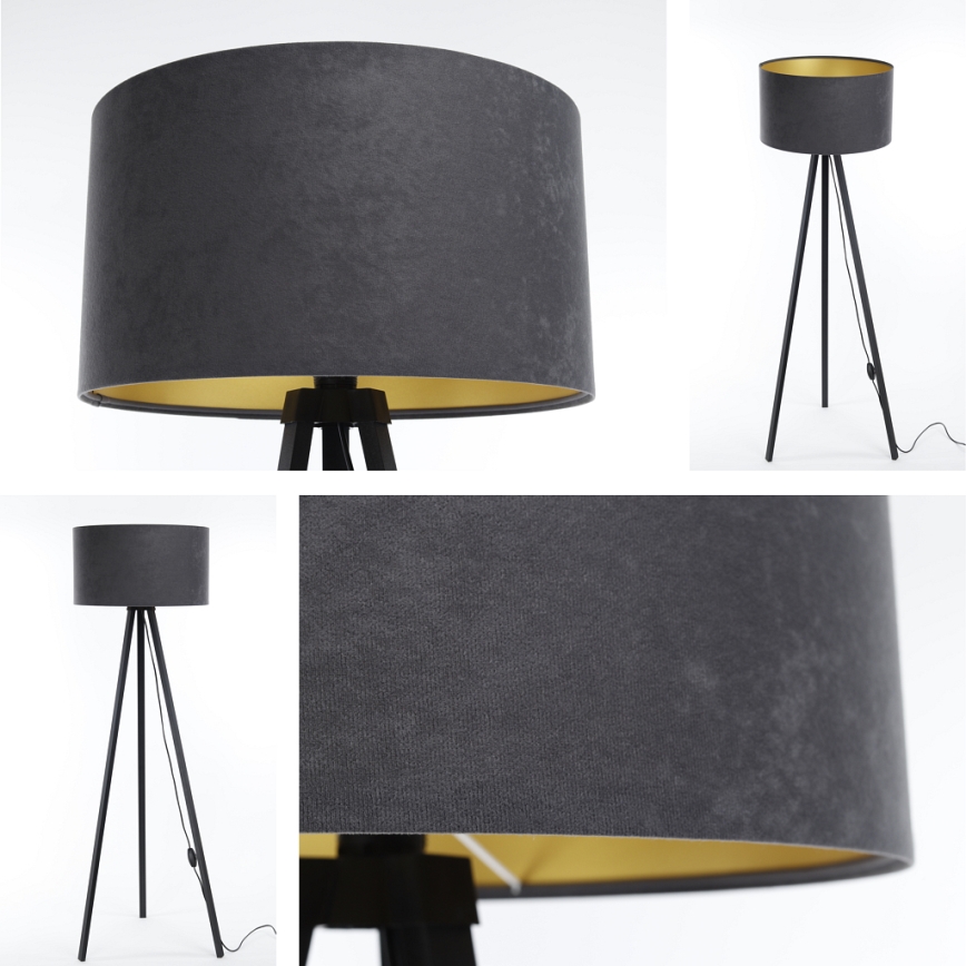 Candeeiro de pé STANDART 1xE27/60W/230V cinza/wengué