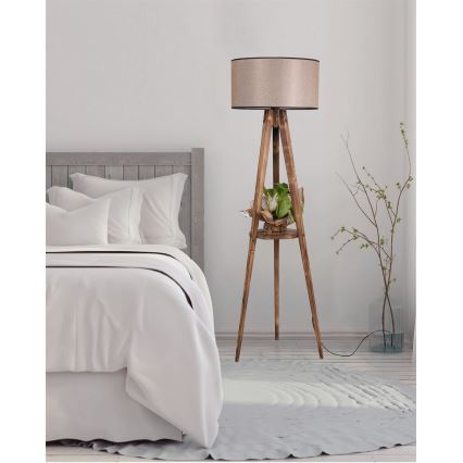 Candeeiro de pé TRIPÉ 1xE27/60W/230V bege/marrom