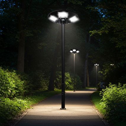 Lâmpada solar de rua LED regulável com sensor LED/22W/6V 18000 mAh 6500K IP65 preta + controlo remoto