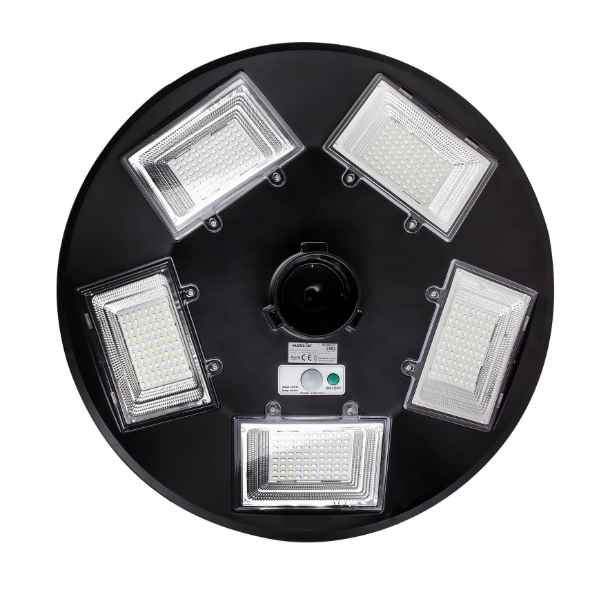 Lâmpada solar de rua LED regulável com sensor LED/22W/6V 18000 mAh 6500K IP65 preta + controlo remoto