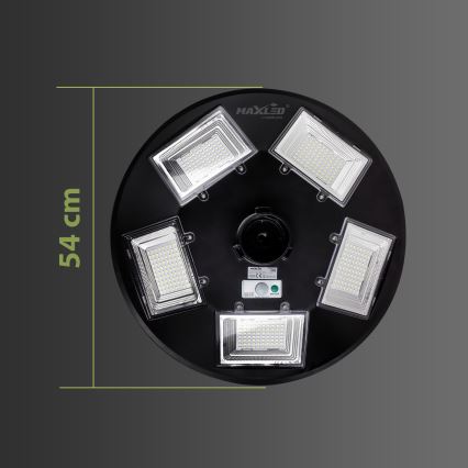 Lâmpada solar de rua LED regulável com sensor LED/22W/6V 18000 mAh 6500K IP65 preta + controlo remoto