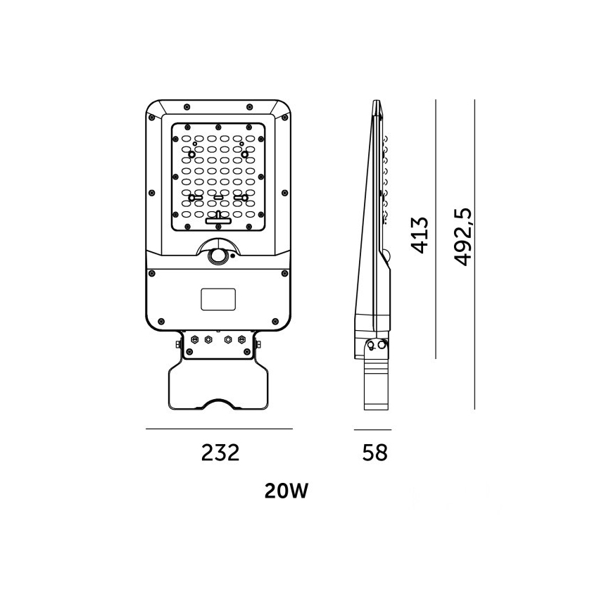 Lâmpada de rua solar LED com sensor STREET LED/20W/7,4V 3000/4000/6000K IP65 5400 mAh