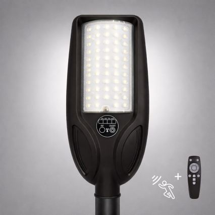 Lâmpada solar de rua LED dimerizável com sensor VENICE LED/50W/3,2V 4000 mAh IP65 preta + controlo remoto
