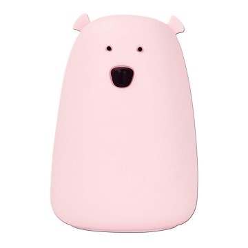 Lâmpada de toque infantil LED RGB URSO LED/0,8W/5V rosa + USB