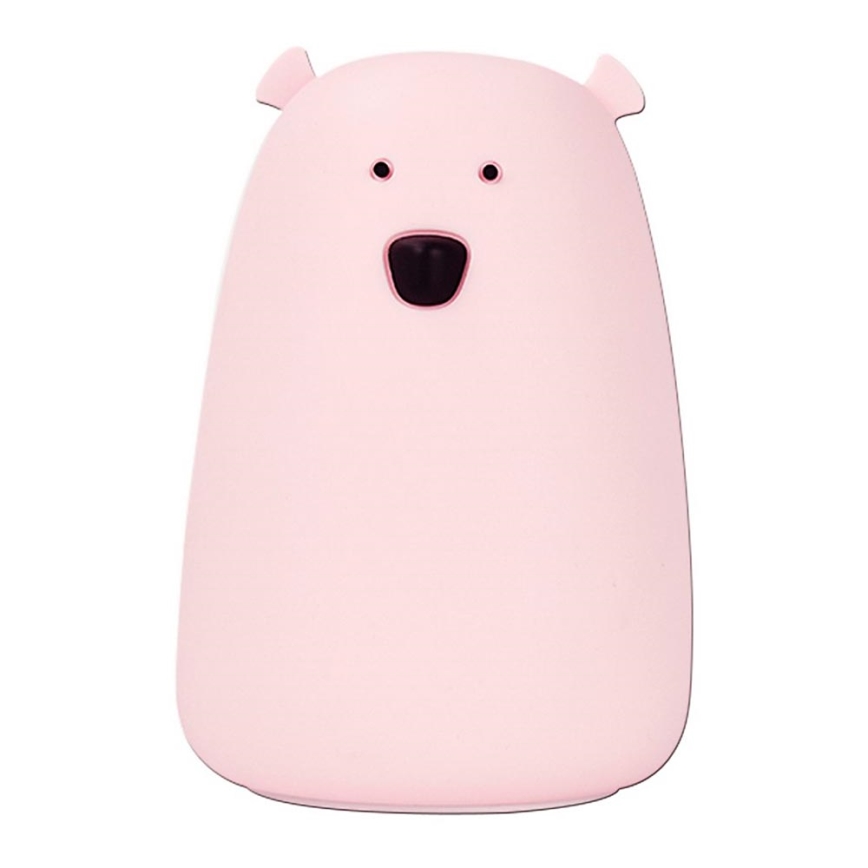 Lâmpada de toque infantil LED RGB URSO LED/0,8W/5V rosa + USB