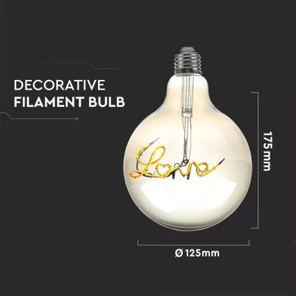 Lâmpada decorativa LED FILAMENT G125 E27/5W/230V 2200K