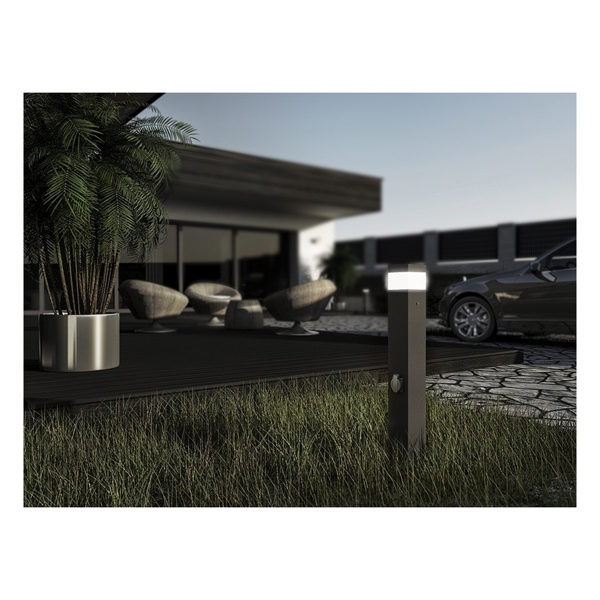 Luminária exterior com sensor e tomada GARD 1xE14/60W IP44