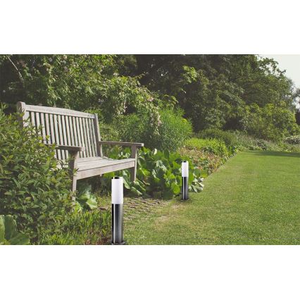 Candeeiro exterior LED RGBW regulável LIVIA 1xE27/6,5W/230V 2700-6500K Wi-Fi 45 cm IP44 prateado