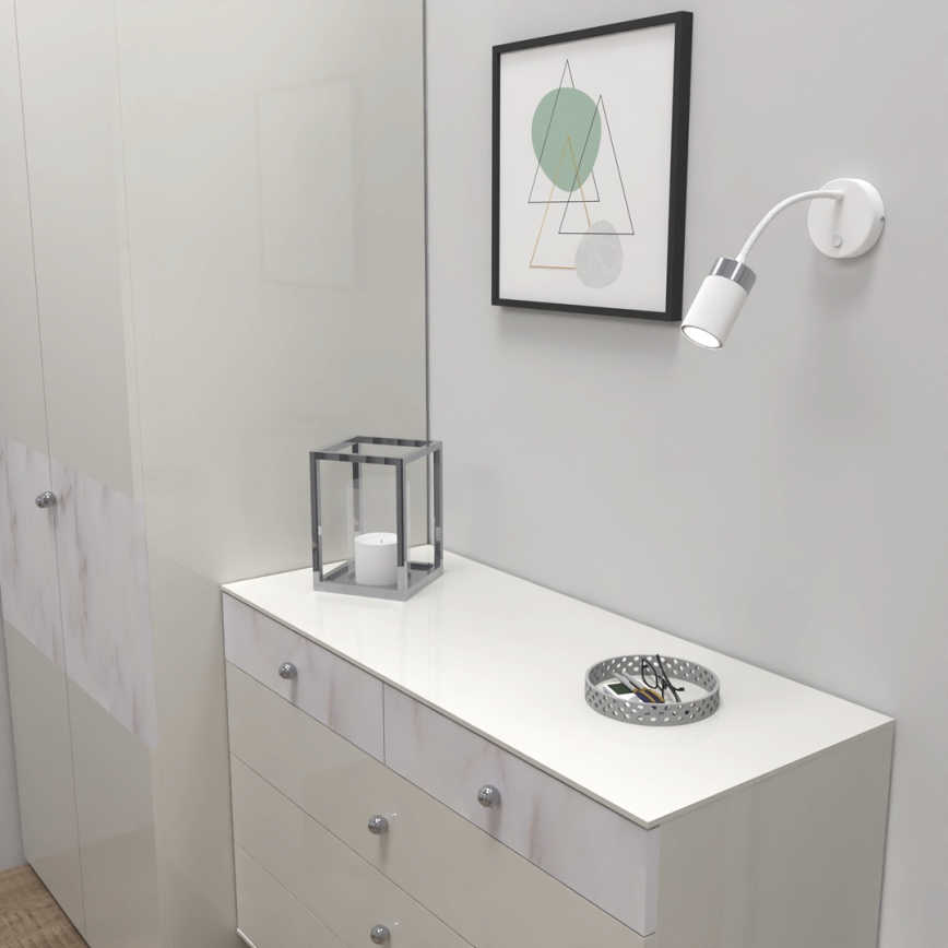 Candeeiro flexível JOKER 1xGU10/8W/230V branco/cromado mate