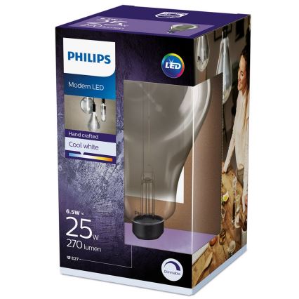 Lâmpada fosca LED SMOKY VINTAGE Philips A160 E27/6,5W/230V 4000K