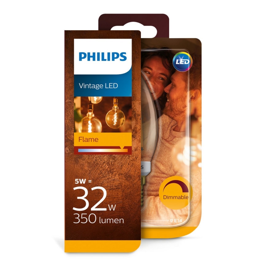 Lâmpada fosca LED VINTAGE Philips B35 E14/5W/230V 2200K