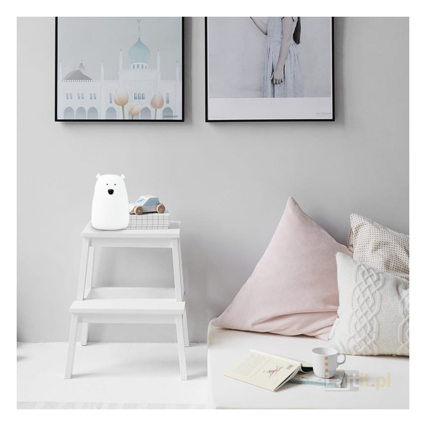 Luminária Infantil LED RGB Touch Urso LED/0,8W/5V branca + USB