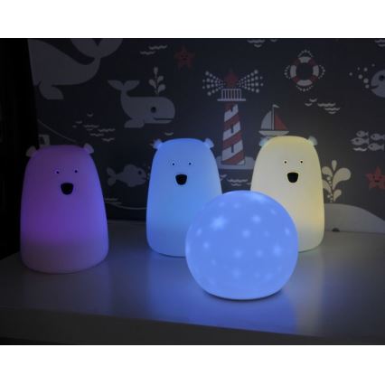 Luminária Infantil LED RGB Touch Urso LED/0,8W/5V branca + USB
