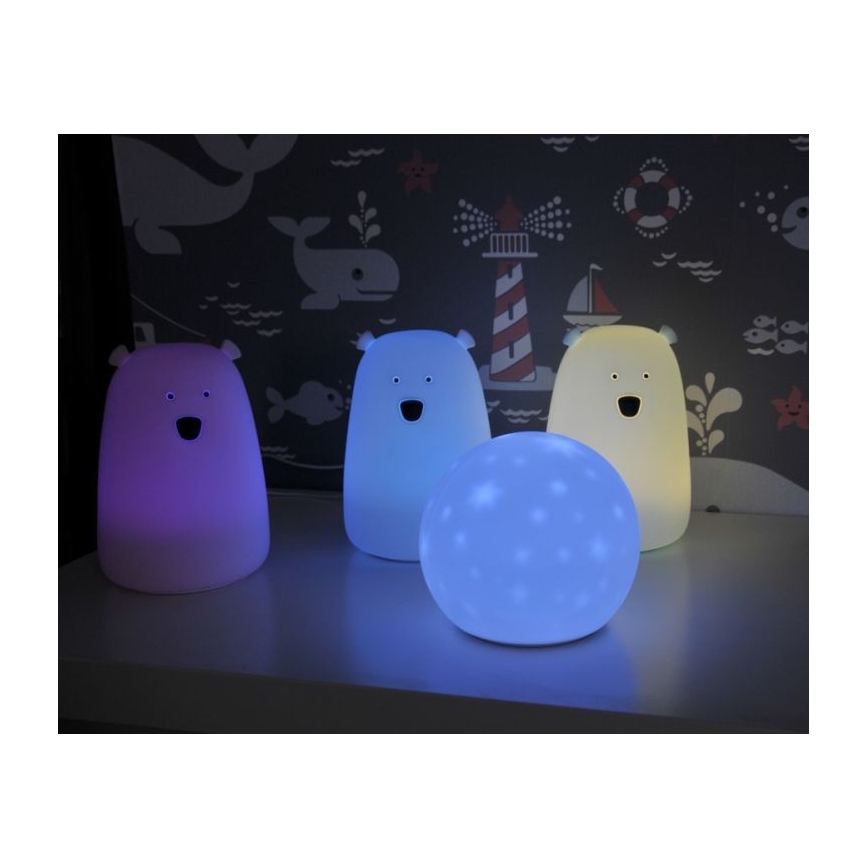 Luminária Infantil LED RGB Touch Urso LED/0,8W/5V branca + USB