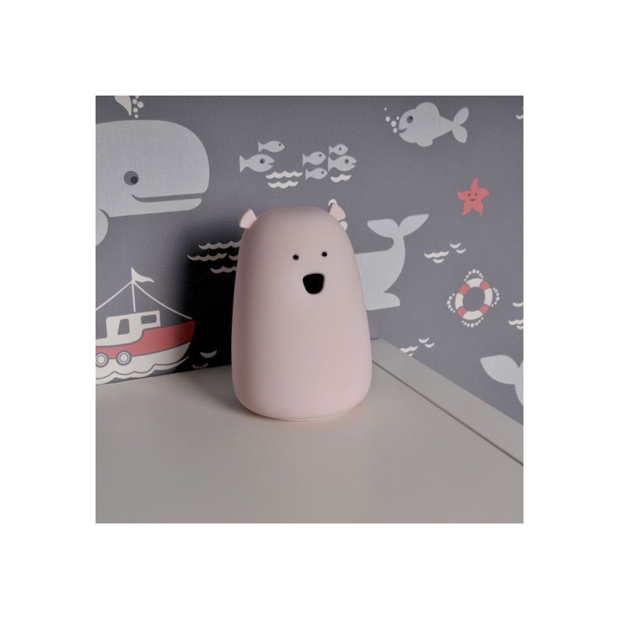Lâmpada de toque infantil LED RGB URSO LED/0,8W/5V rosa + USB