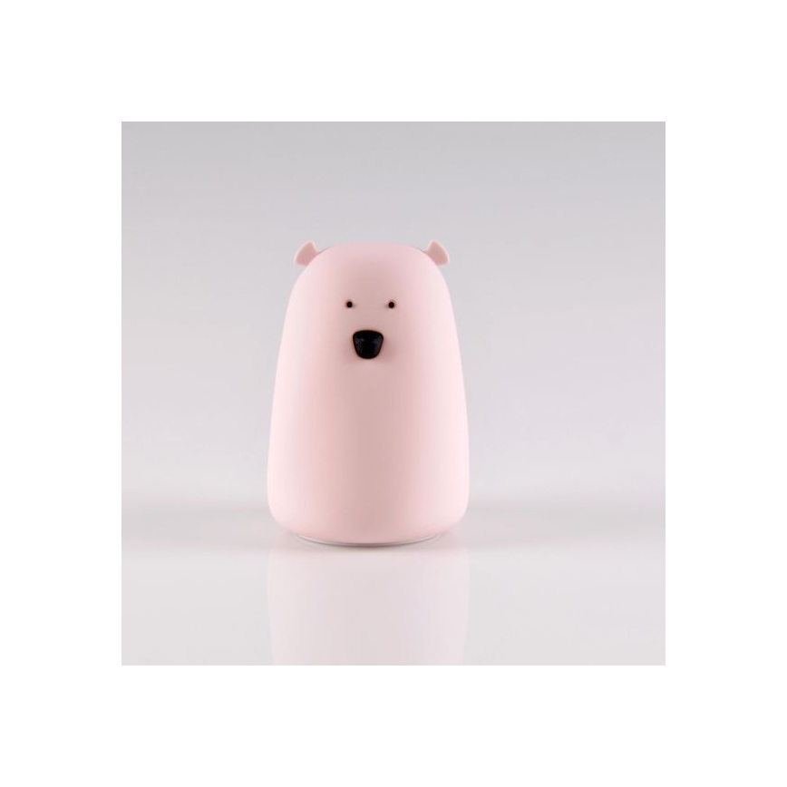 Lâmpada de toque infantil LED RGB URSO LED/0,8W/5V rosa + USB