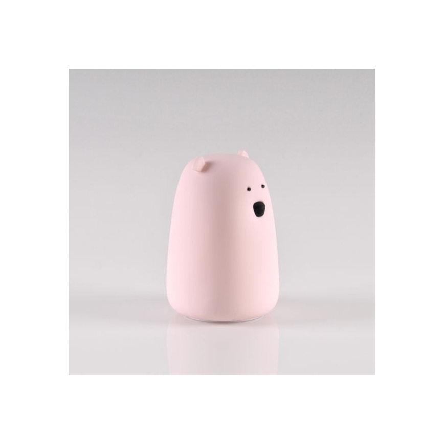 Lâmpada de toque infantil LED RGB URSO LED/0,8W/5V rosa + USB