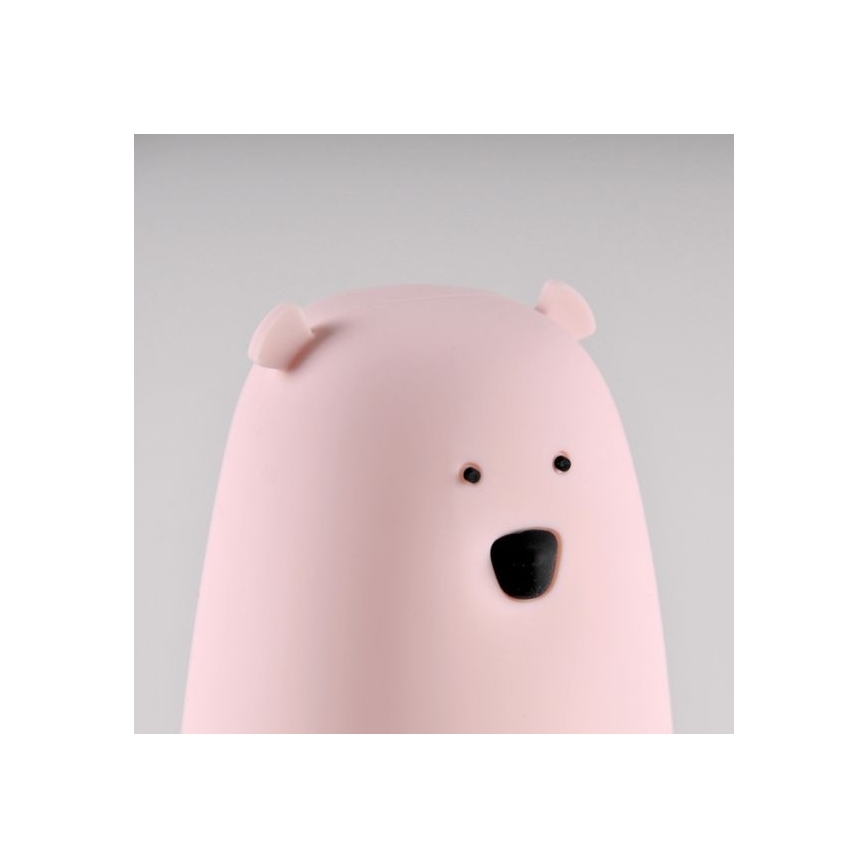 Lâmpada de toque infantil LED RGB URSO LED/0,8W/5V rosa + USB