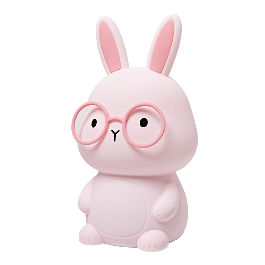 Lâmpada infantil tátil LED RGBW regulável FLORKA LED/1W/5V USB 1200 mAh coelhinho rosa