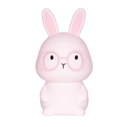 Lâmpada infantil tátil LED RGBW regulável FLORKA LED/1W/5V USB 1200 mAh coelhinho rosa