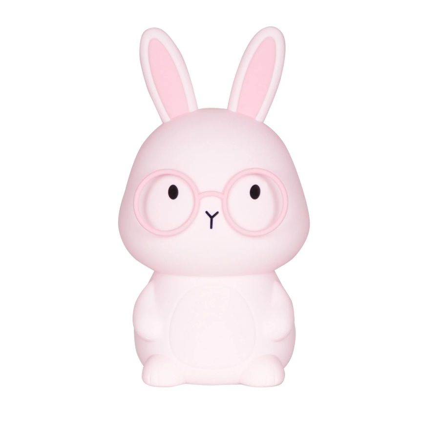Lâmpada infantil tátil LED RGBW regulável FLORKA LED/1W/5V USB 1200 mAh coelhinho rosa