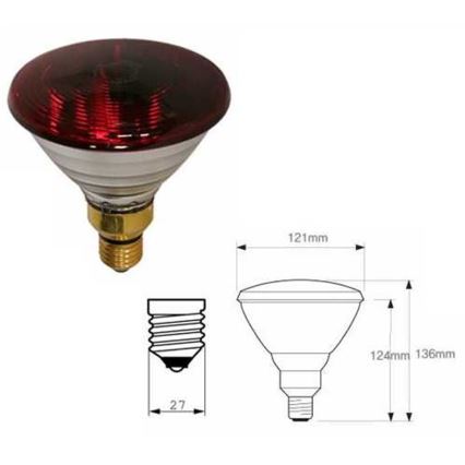 Lâmpada infravermelha com vidro de parede espessa PHILIPS PAR38 E27/150W/230V