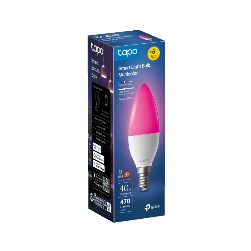 Lâmpada inteligente LED RGBW dimável E14/4,8W/230V 2500-6700K - TP-Link
