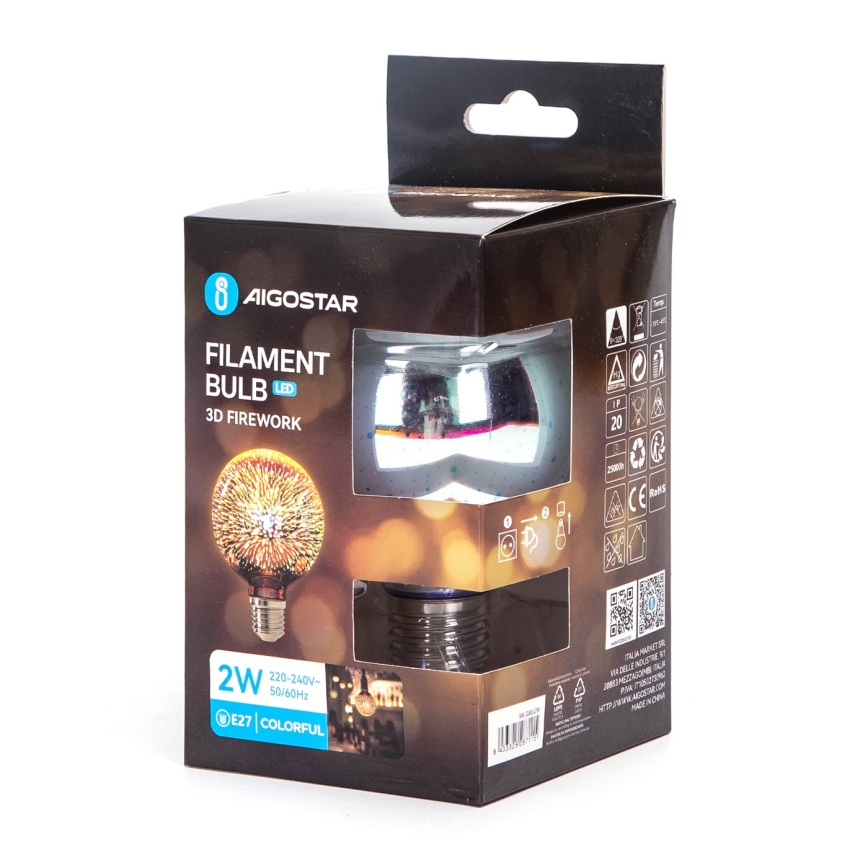 Lâmpada LED Decorativa 3D E27/2W/230V - Aigostar